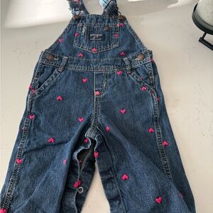 OshKosh B'gosh Denim Overalls with Pink Heart Details